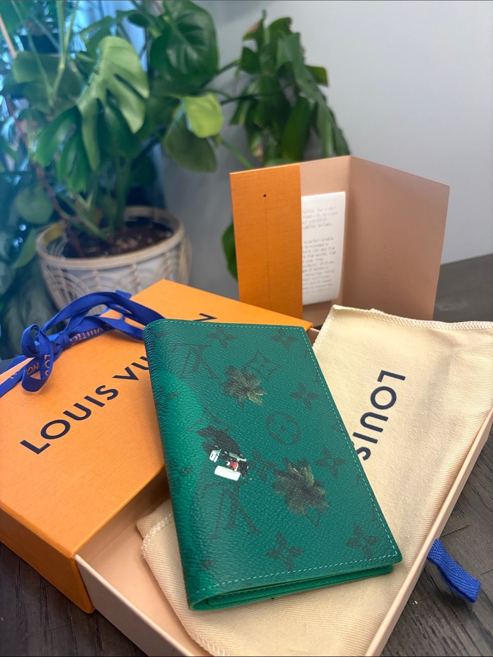 Louis Vuitton Teal Green Monogram Canvas Passport Cover